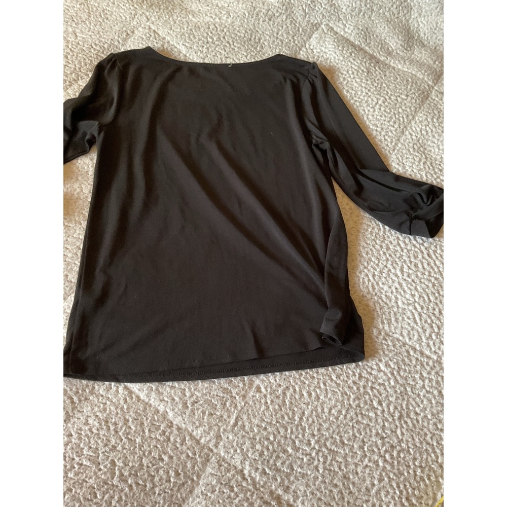 Faith and Joy Blouse Womens Small Black Excellent 3/4 Sleeve Boat Neck Top - Picture 4 of 4